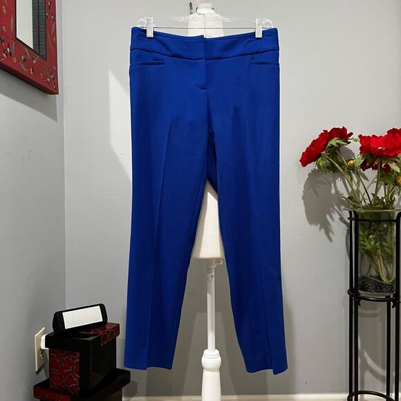 NEW J. Crew Royal Blue Wool Flat Front Straight Leg Ankle Length Trousers 4 NWOT - Picture 2 of 14